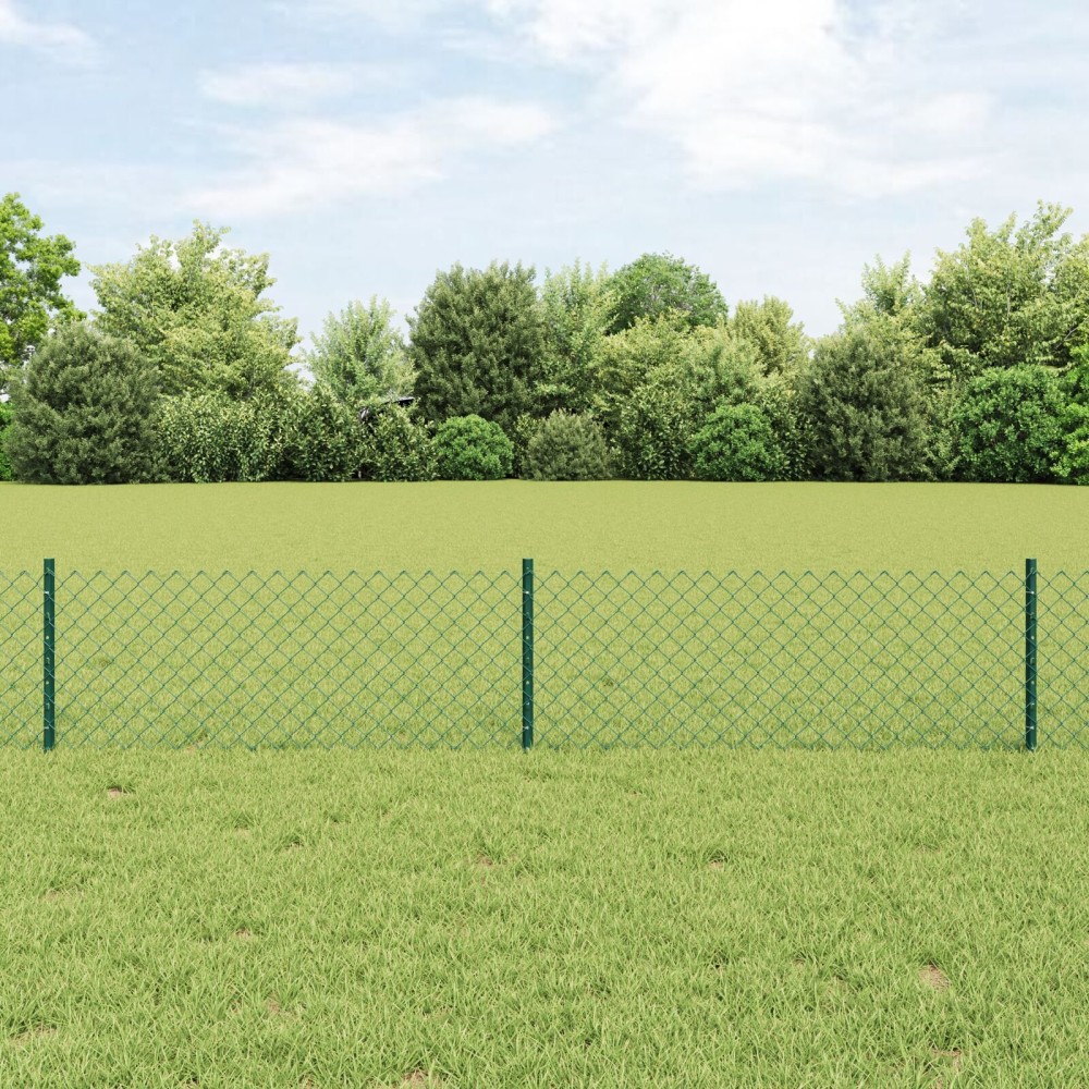 vidaXL Îngrădire cu stâlpi Verde 0.4 x 25 m Oțel