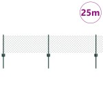 vidaXL Îngrădire cu stâlpi Verde 0.4 x 25 m Oțel