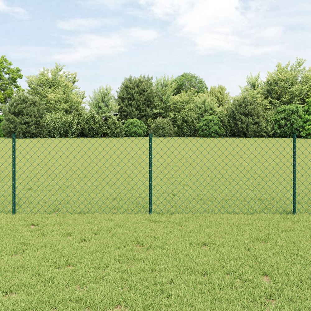vidaXL Îngrădire cu stâlpi Verde 0.6 x 25 m Oțel