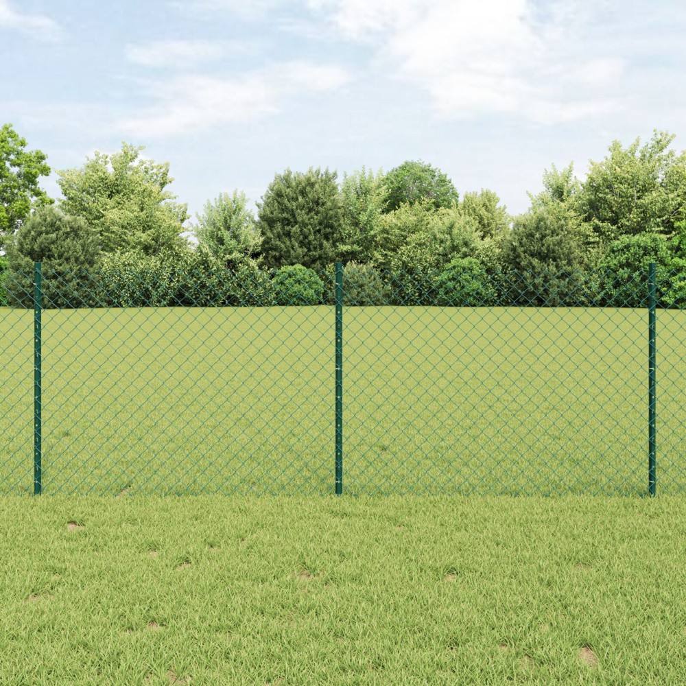 vidaXL Îngrădire cu stâlpi Verde 0.8 x 25 m Oțel