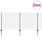 vidaXL Îngrădire cu stâlpi Verde 1 x 25 m Oțel