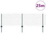 vidaXL Îngrădire cu stâlpi Verde 0.6 x 25 m Oțel