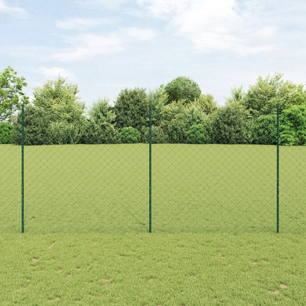 vidaXL Îngrădire cu stâlpi Verde 1.6 x 25 m Oțel