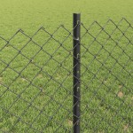 vidaXL Îngrădire cu stâlpi Gri 0.8 x 25 m Oțel vidaXL Îngrădire cu stâlpi Gri 0.8 x 25 m Oțel