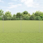 vidaXL Îngrădire cu stâlpi Argintiu 1.4 x 10 m Oțel