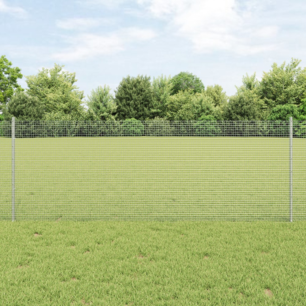 vidaXL Zid de sârmă sudată cu 5 stâlpi U Argintie 0.8x10 m Oțel