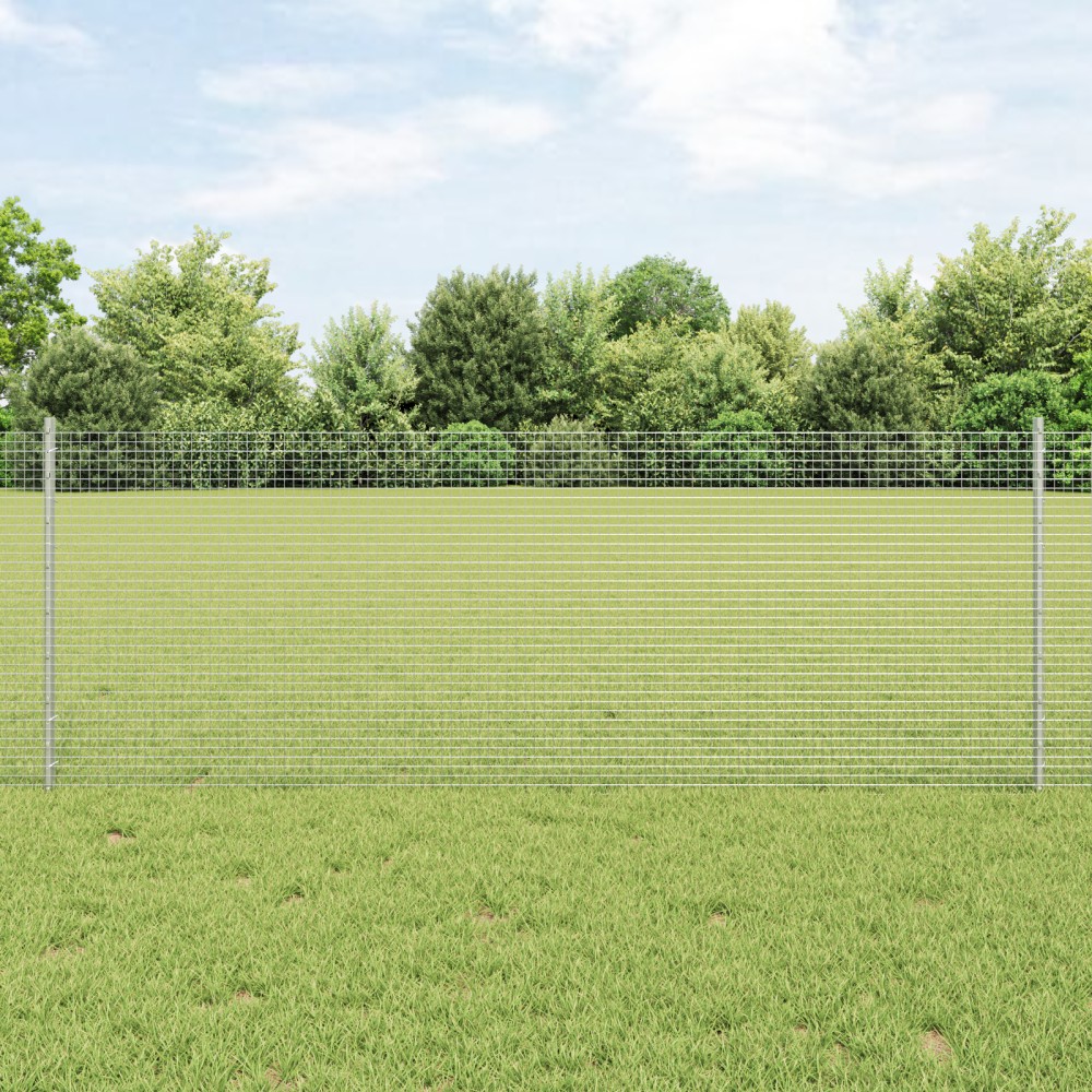 vidaXL Îngrădire cu stâlpi Argintiu 0.8 x 10 m Oțel