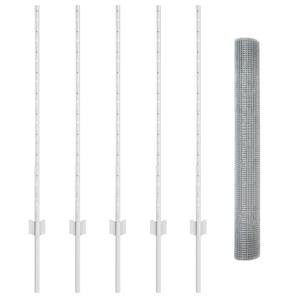 vidaXL Set Gard din Plasă pentru Găini Set de 2 Oțel galvanizat Durabil