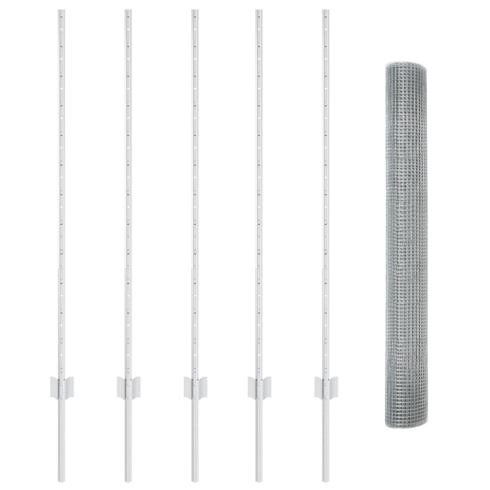 vidaXL Îngrădire cu stâlpi Argintiu 1.2 x 10 m Oțel
