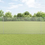 vidaXL Îngrădire cu stâlpi Argintiu 1.4 x 10 m Oțel vidaXL Îngrădire cu stâlpi Argintiu 1.4 x 10 m Oțel