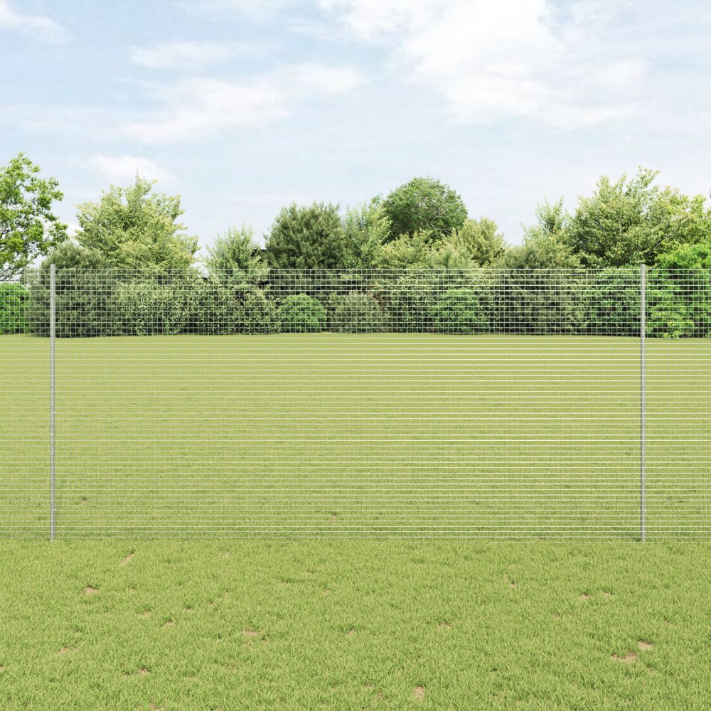 vidaXL Îngrădire cu stâlpi Argintiu 1.4 x 10 m Oțel