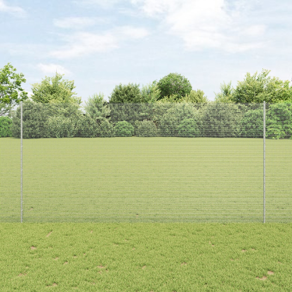 vidaXL Zărzile Sudate cu 10 U Posturi Argintii 1.5x10 m Oțel