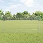 vidaXL Îngrădire cu stâlpi Argintiu 1.5 x 10 m Oțel