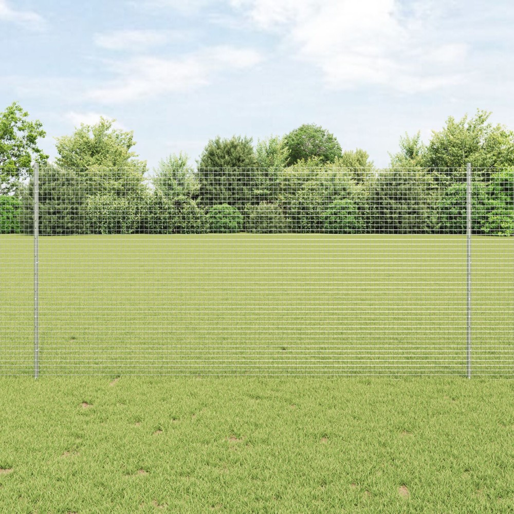 vidaXL Îngrădire cu stâlpi Argintiu 1.2 x 25 m Oțel