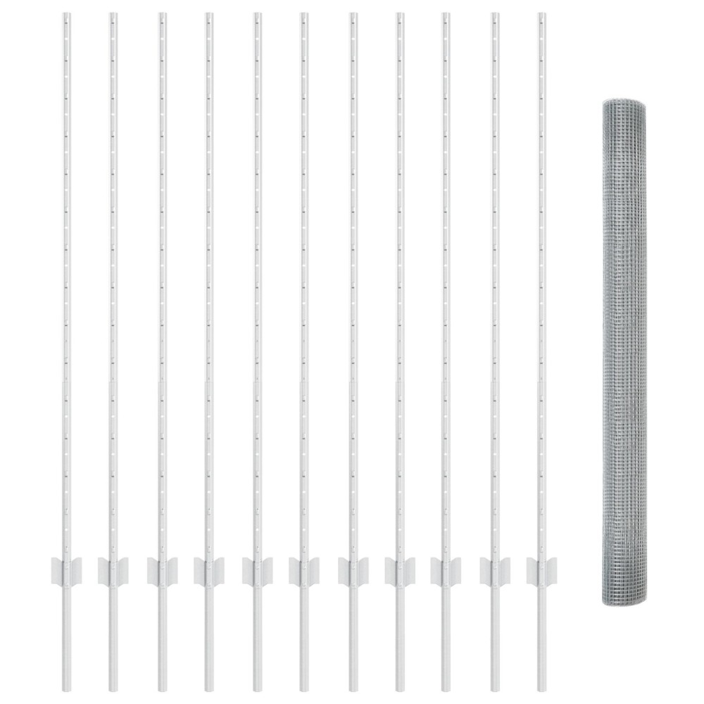 vidaXL Îngrădire cu stâlpi Argintiu 1.4 x 25 m Oțel