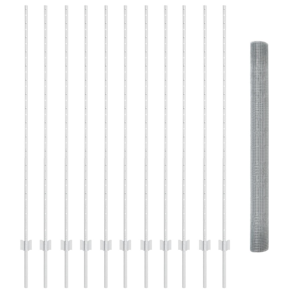 vidaXL Îngrădire cu stâlpi Argintiu 1.6 x 25 m Oțel