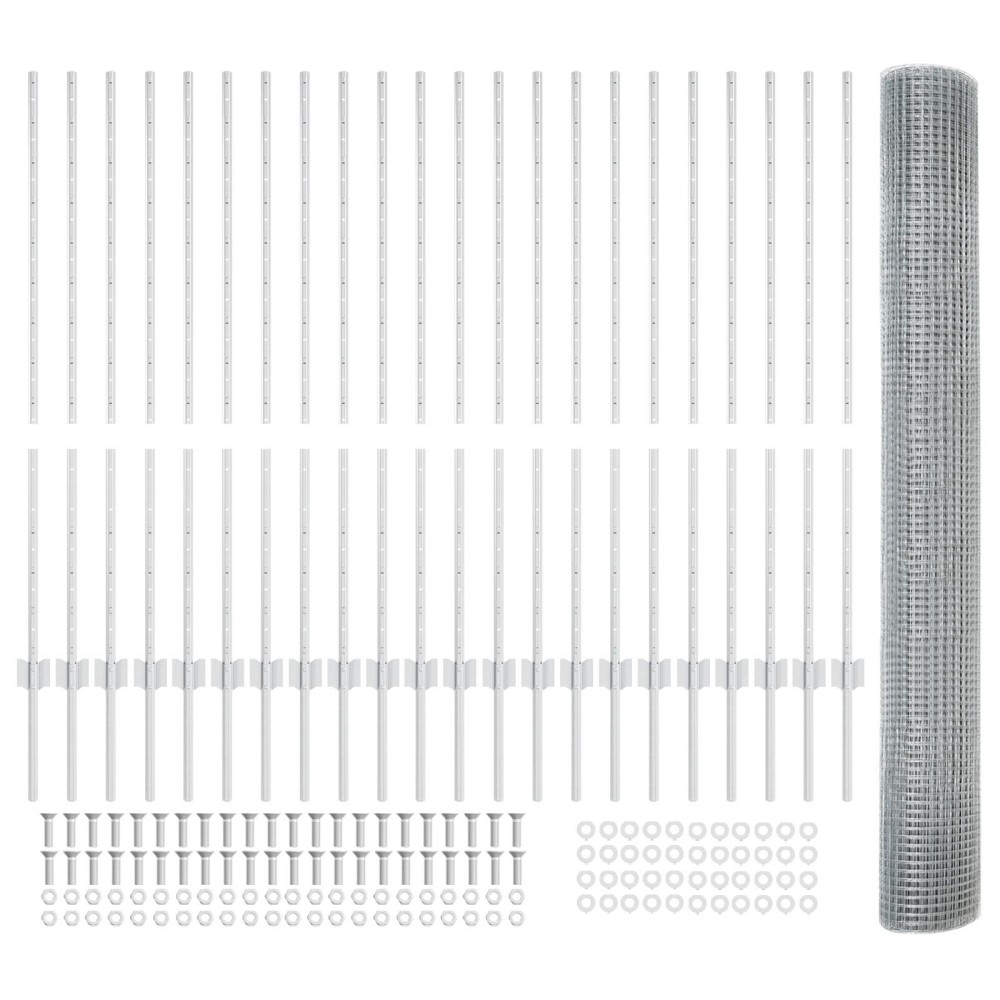 vidaXL Îngrădire cu stâlpi Argintiu 1.2 x 50 m Oțel
