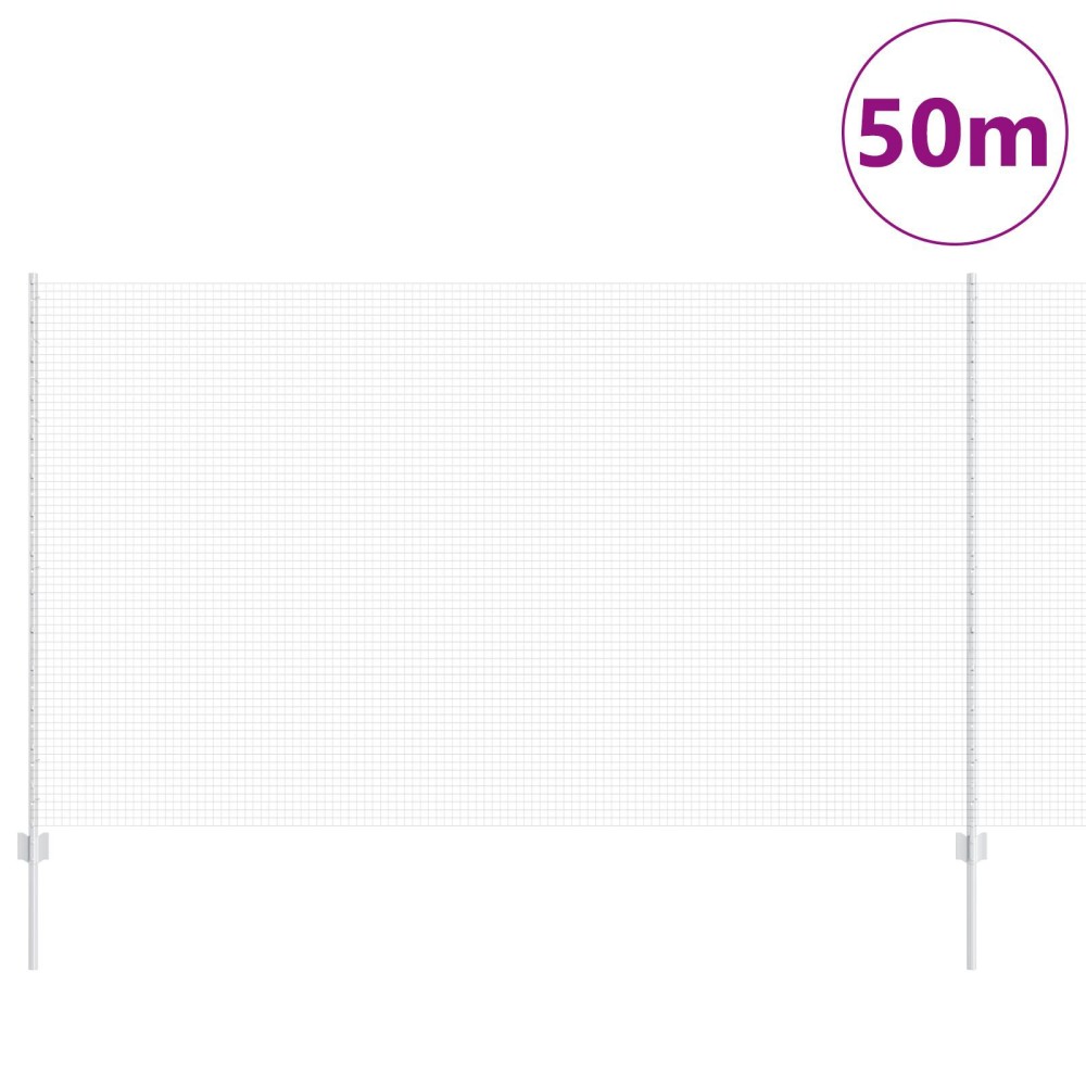 vidaXL Îngrădire cu stâlpi Argintiu 1.4 x 50 m Oțel