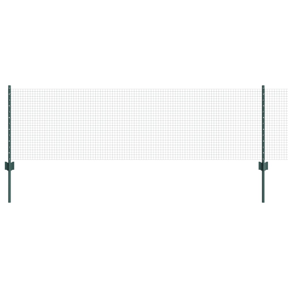 vidaXL Zid de sârmă sudată cu 5 stâlpi U verde 0.6x10 m metal