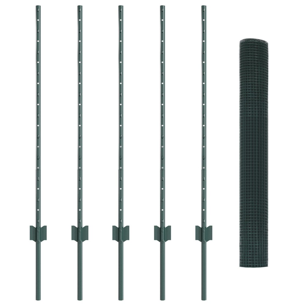 vidaXL Set Împrejmuire Set de 2 Verde Metal 10 x 1 m Durabil