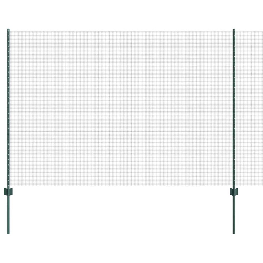 vidaXL Îngrădire cu stâlpi Verde 1.5 x 10 cm Oțel