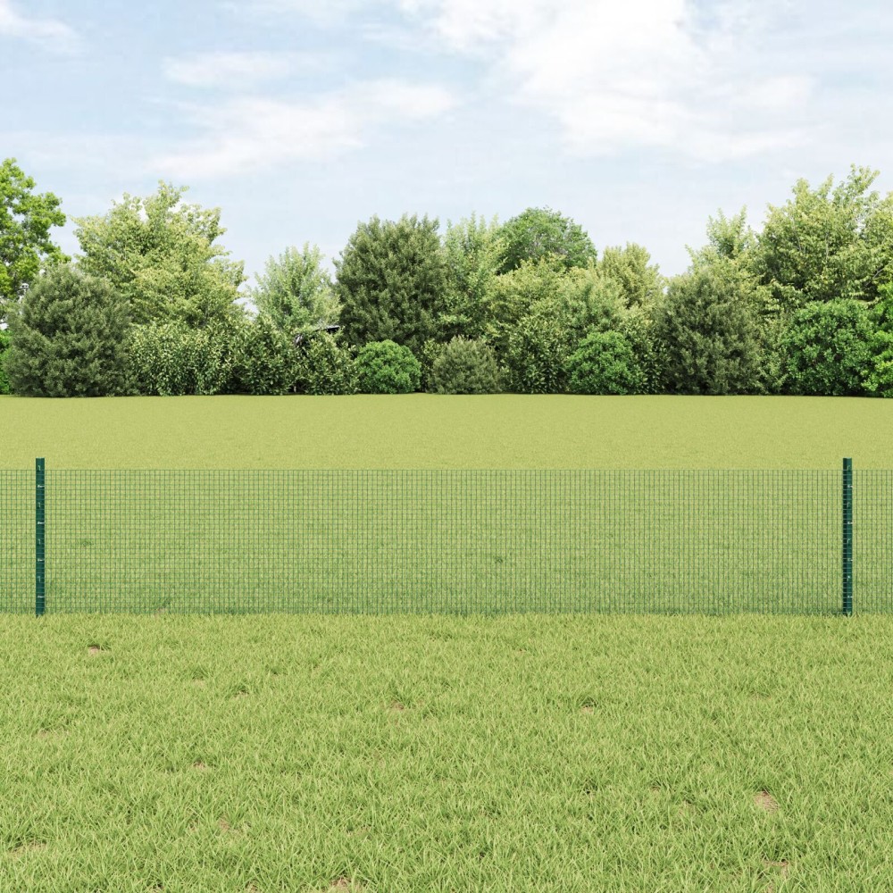 vidaXL Îngrădire cu stâlpi Verde 0.4 x 25 m Oțel