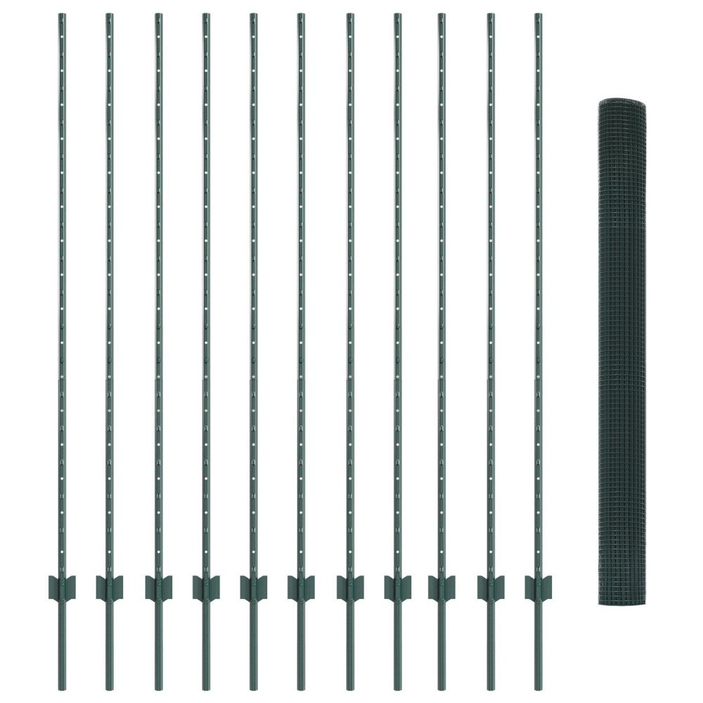 vidaXL Set Gard Set de 2 Verde Metal 25 x 1.5 m Durabil Gard Verde