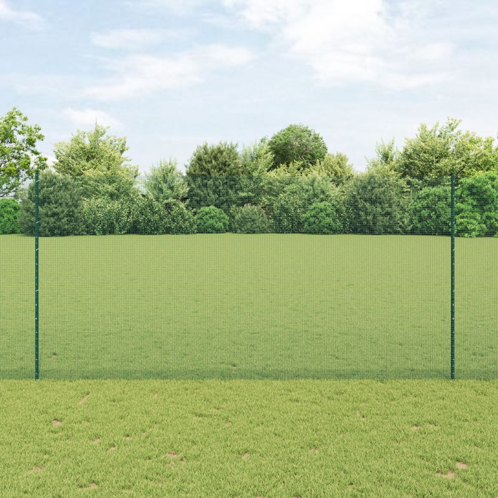 vidaXL Îngrădire cu stâlpi Verde 1.6 x 25 m Oțel