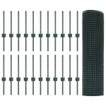 vidaXL Îngrădire cu stâlpi Verde 0.4 x 50 m Oțel