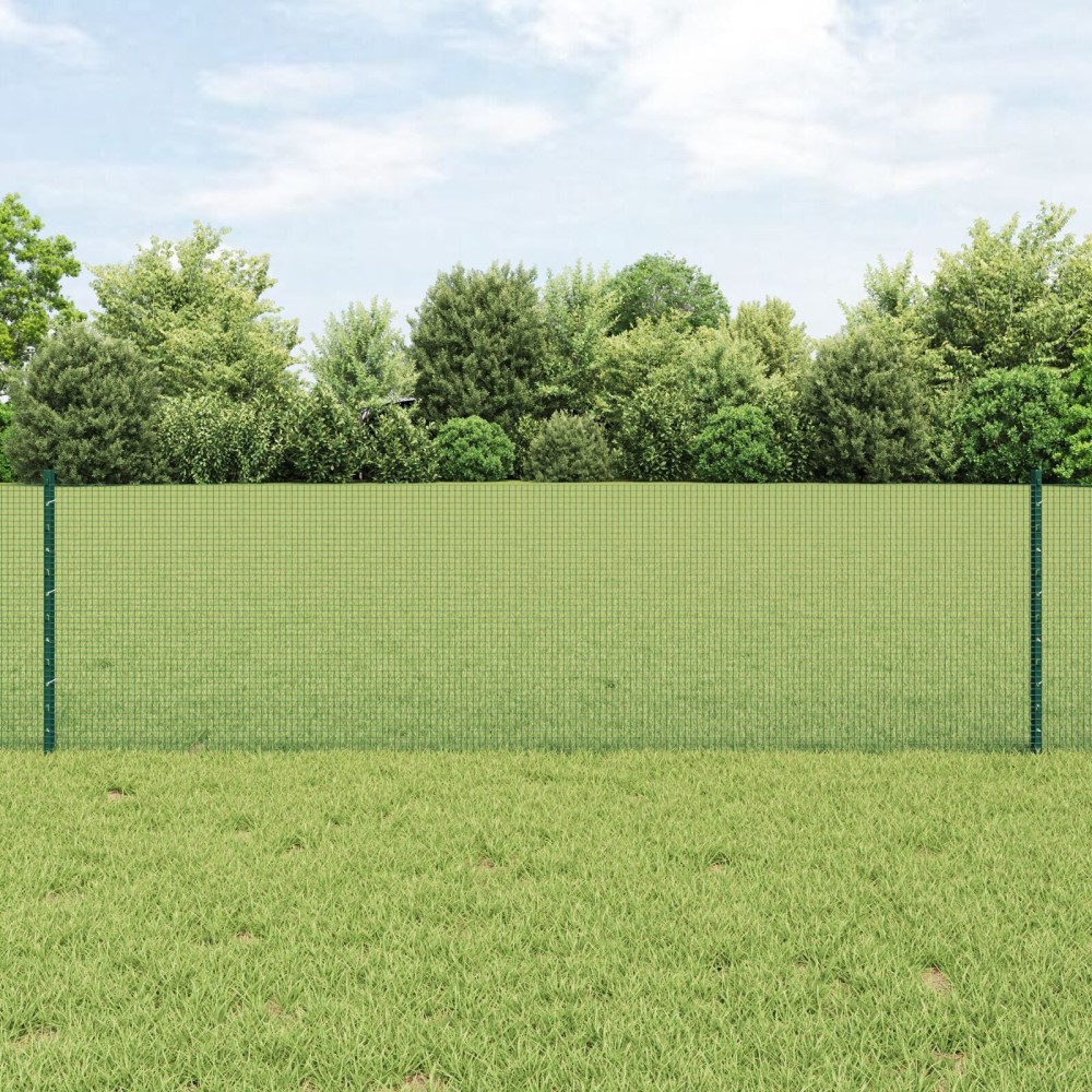 vidaXL Îngrădire cu stâlpi Verde 0.6 x 50 m Oțel