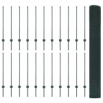 vidaXL Îngrădire cu stâlpi Verde 1 x 50 m Oțel