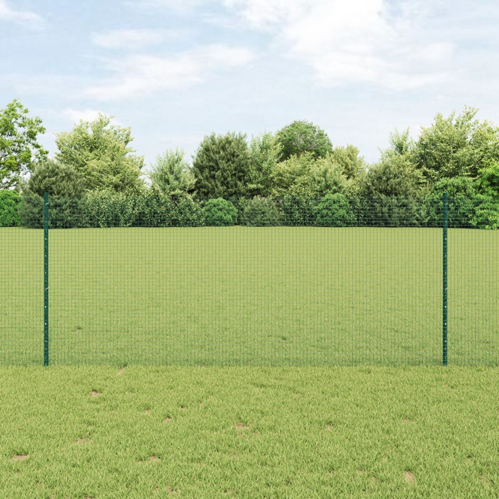 vidaXL Îngrădire cu stâlpi Verde 1 x 50 m Oțel