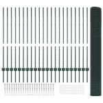 vidaXL Îngrădire cu stâlpi Verde 1.2 x 50 m Oțel