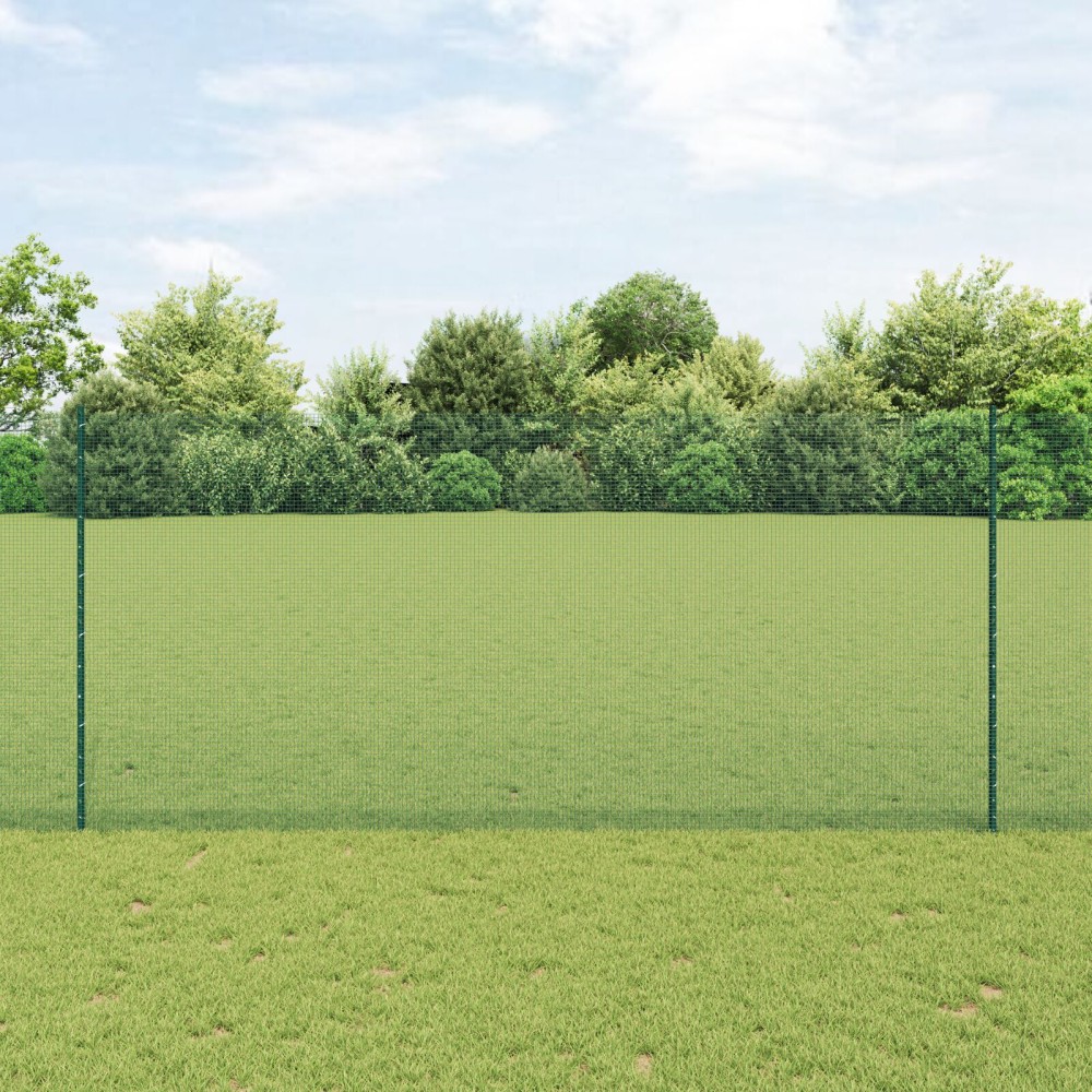 vidaXL Îngrădire cu stâlpi Verde 1.4 x 50 m Oțel