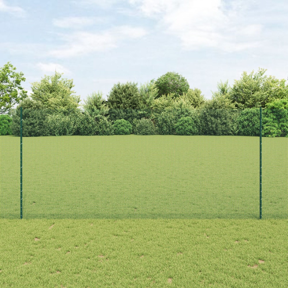 vidaXL Îngrădire cu stâlpi Verde 1.4 x 50 m Oțel