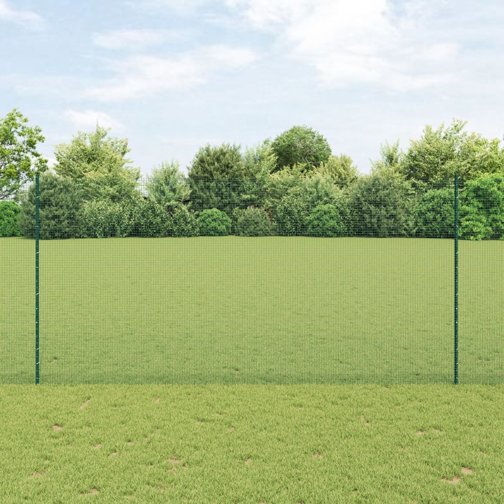 vidaXL Zid de sârmă sudată cu 22 de stâlpi U Verde 1.5x50 m Oțel
