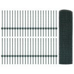 vidaXL Îngrădire cu stâlpi Verde 0.6 x 100 m Oțel