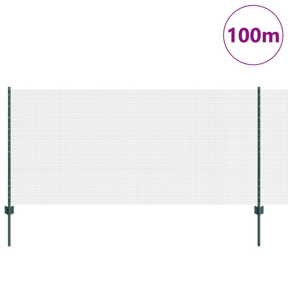 vidaXL Îngrădire cu stâlpi Verde 1 x 100 m Oțel