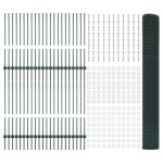 vidaXL Îngrădire cu stâlpi Verde 1 x 100 m Oțel
