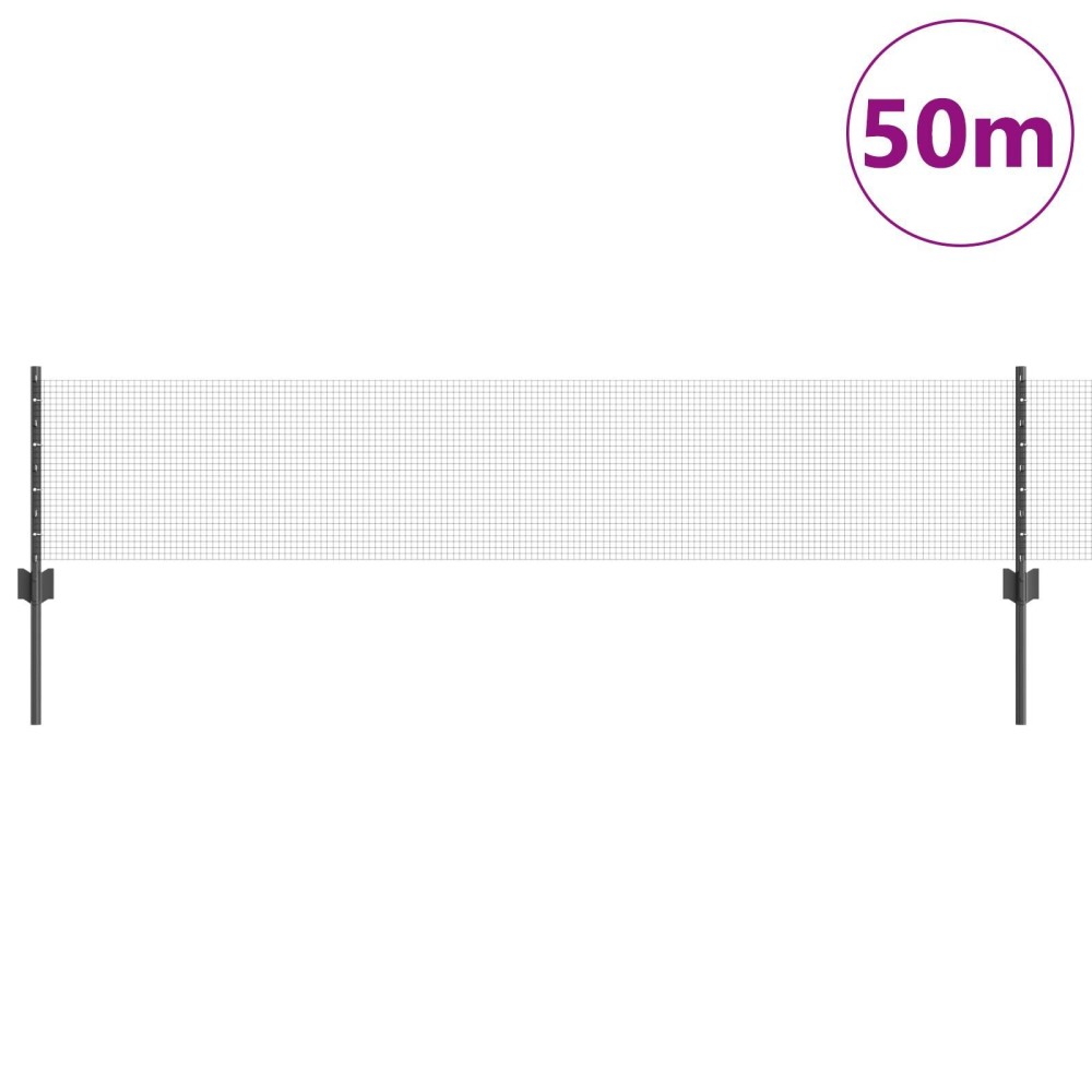 vidaXL Gard cu plasă sudată cu 22 U Posturi Gri 0.4x50 m Oțel