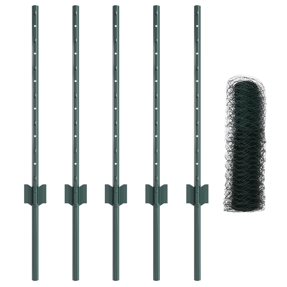 Piloni vidaXL 5 buc U-Channel Verde 120 cm Oțel