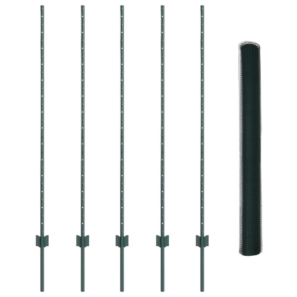 vidaXL Îngrădire cu stâlpi Verde 1.4 x 10 m Oțel