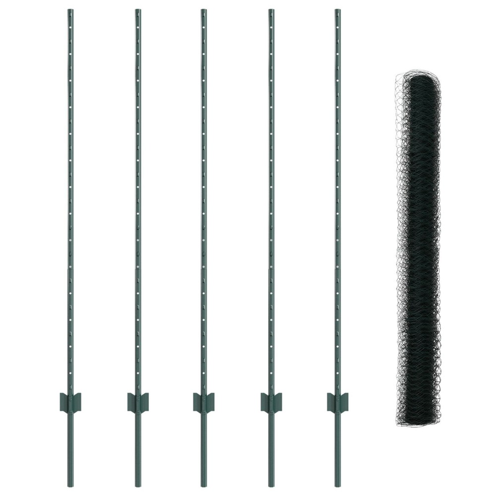 vidaXL Îngrădire cu stâlpi Verde 1.4 x 10 m Oțel