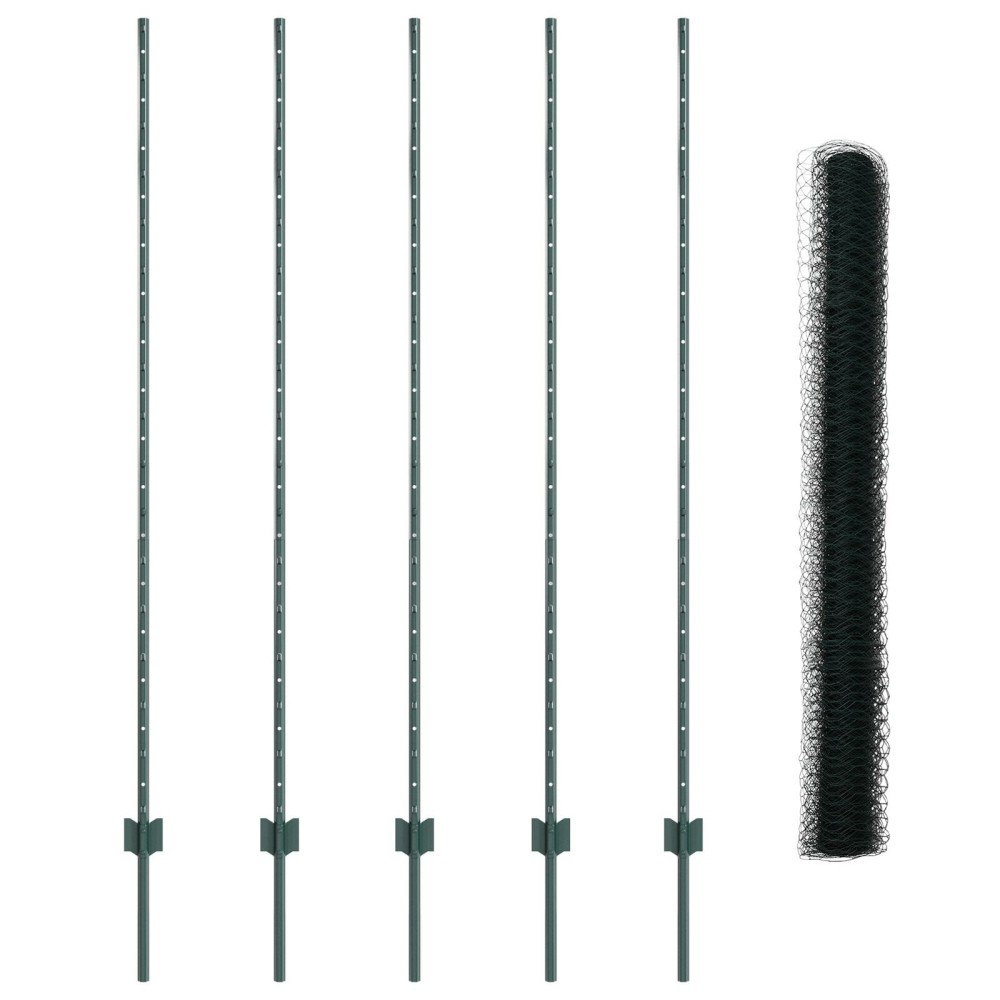 vidaXL Îngrădire cu stâlpi Verde 1.6 x 10 m Oțel