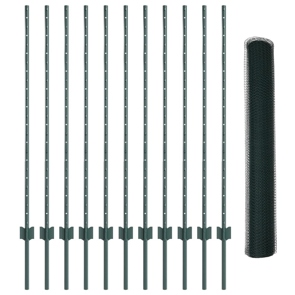 vidaXL Set Gard Hexagonal Set de 2 Verde Metal 25 x 1.2 m Rezistent