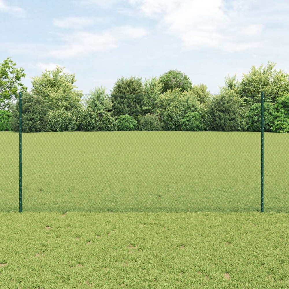 vidaXL Set Gard Hexagonal Set de 2 Verde Metal 25 x 1.2 m Rezistent
