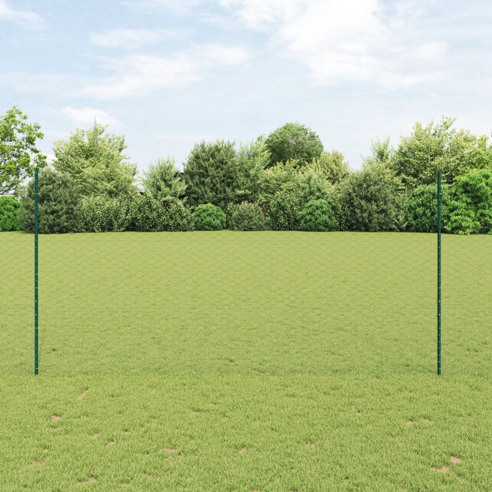 vidaXL Set Împrejmuire Grădină Set de 2 Verde Metal 25 x 1,5 m