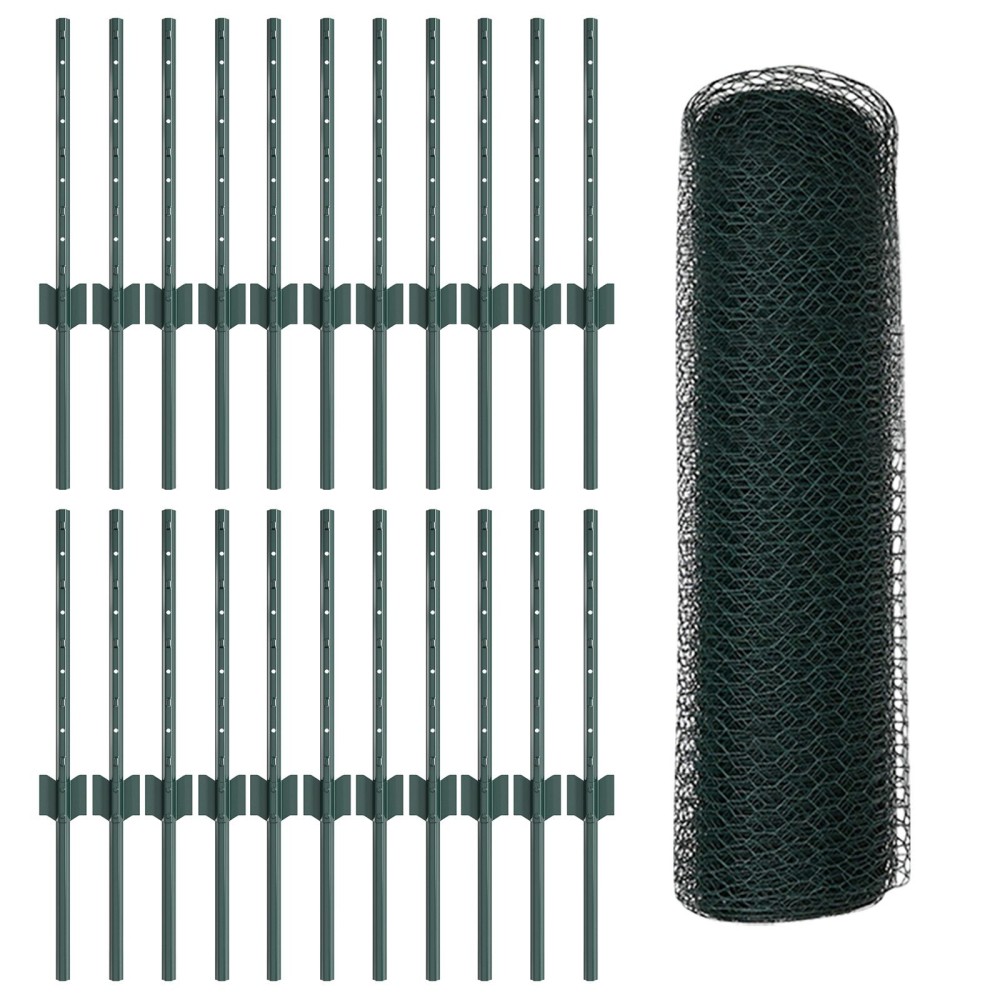 vidaXL Îngrădire cu stâlpi Verde 0.4 x 50 m Oțel