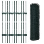 vidaXL Îngrădire cu stâlpi Verde 0.4 x 50 m Oțel