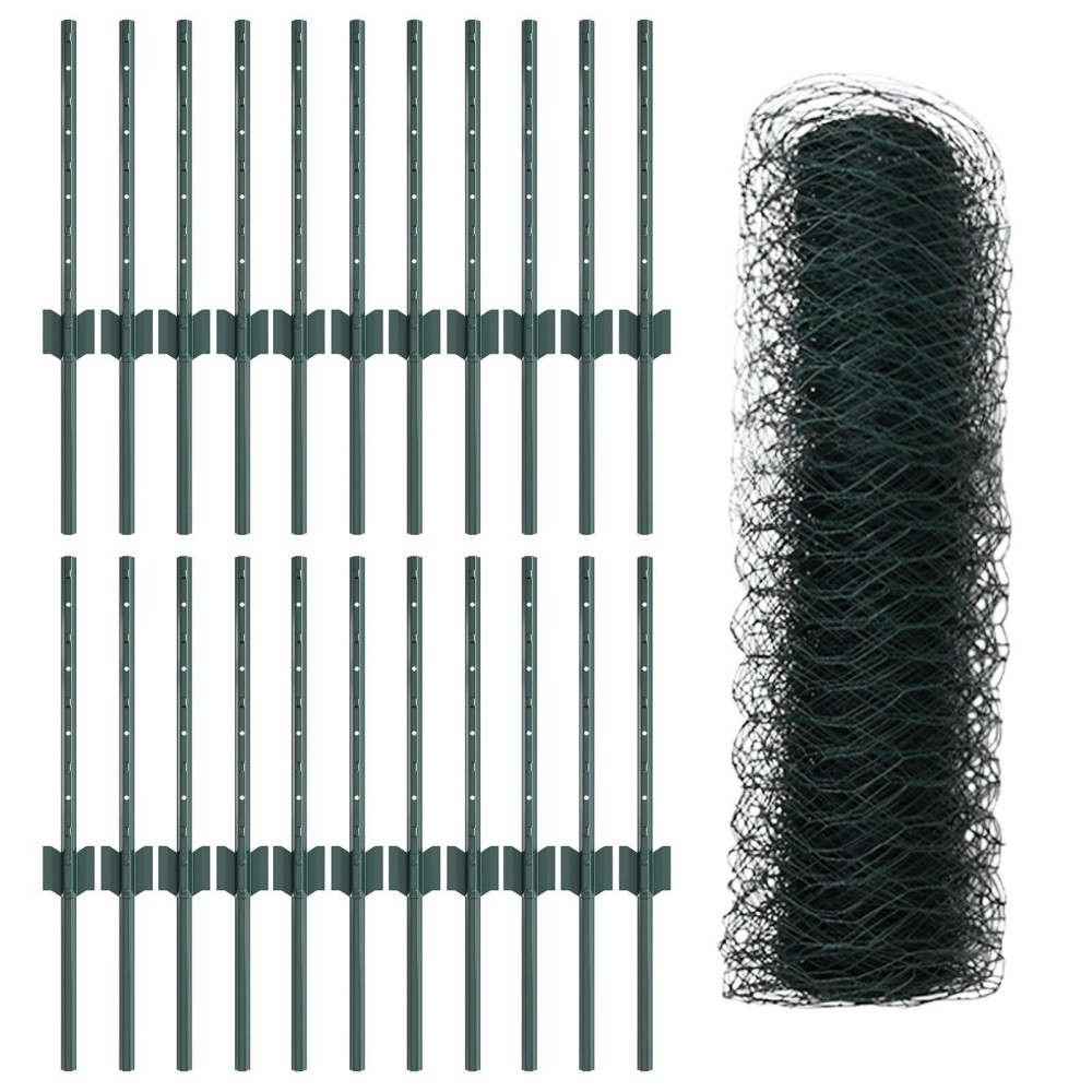 Posturi de Împrejmuire vidaXL 11 pcs U-Channel Verde 40 cm Oțel